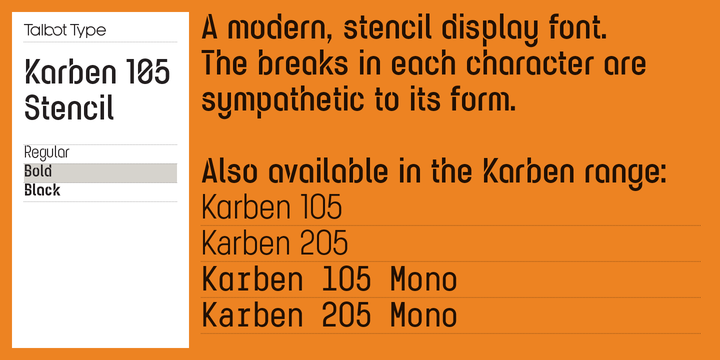Пример шрифта Karben 105 Stencil Regular